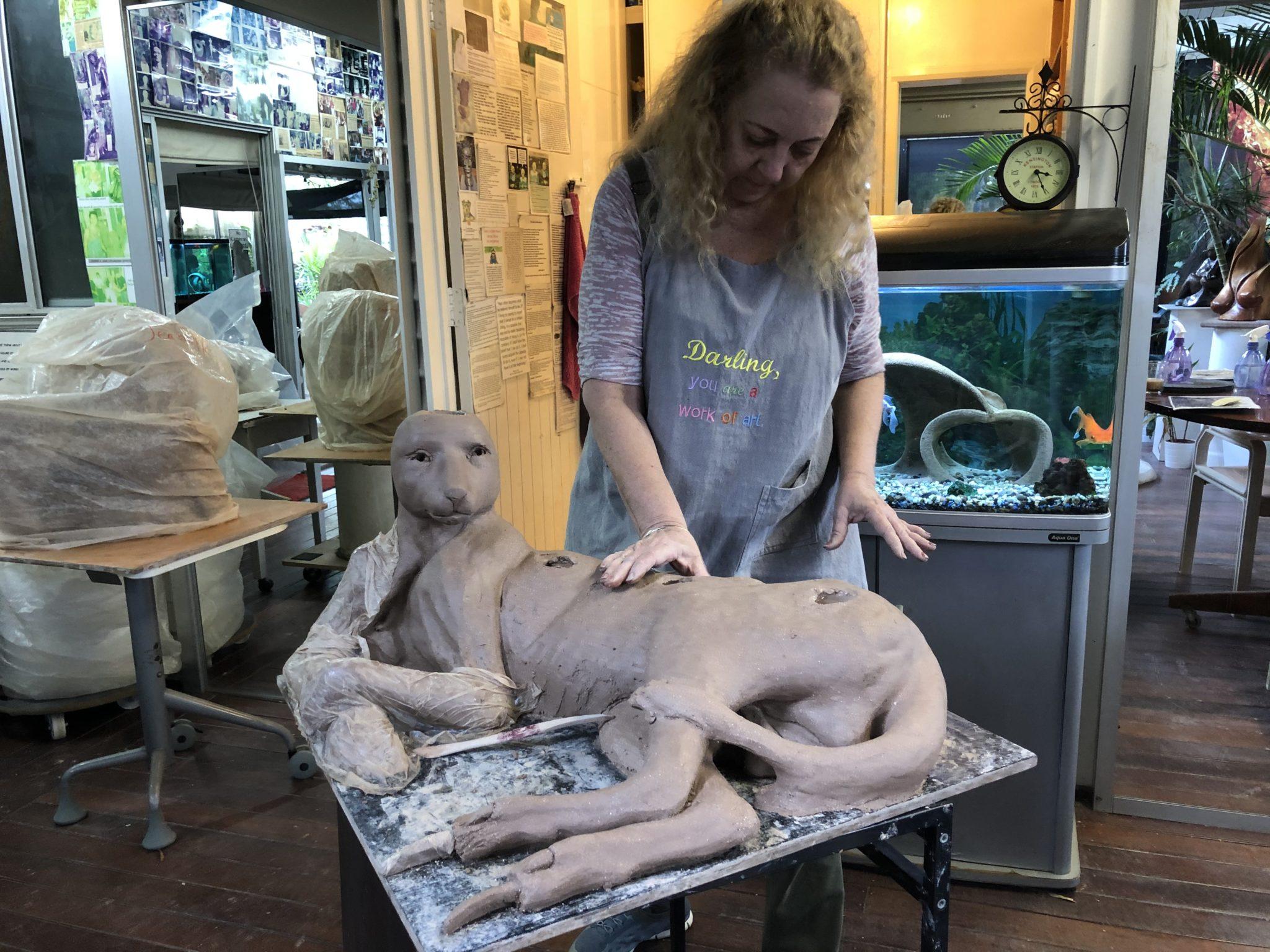 Kangaroo is now being sculpted in clay at the art class - Georgettes Art