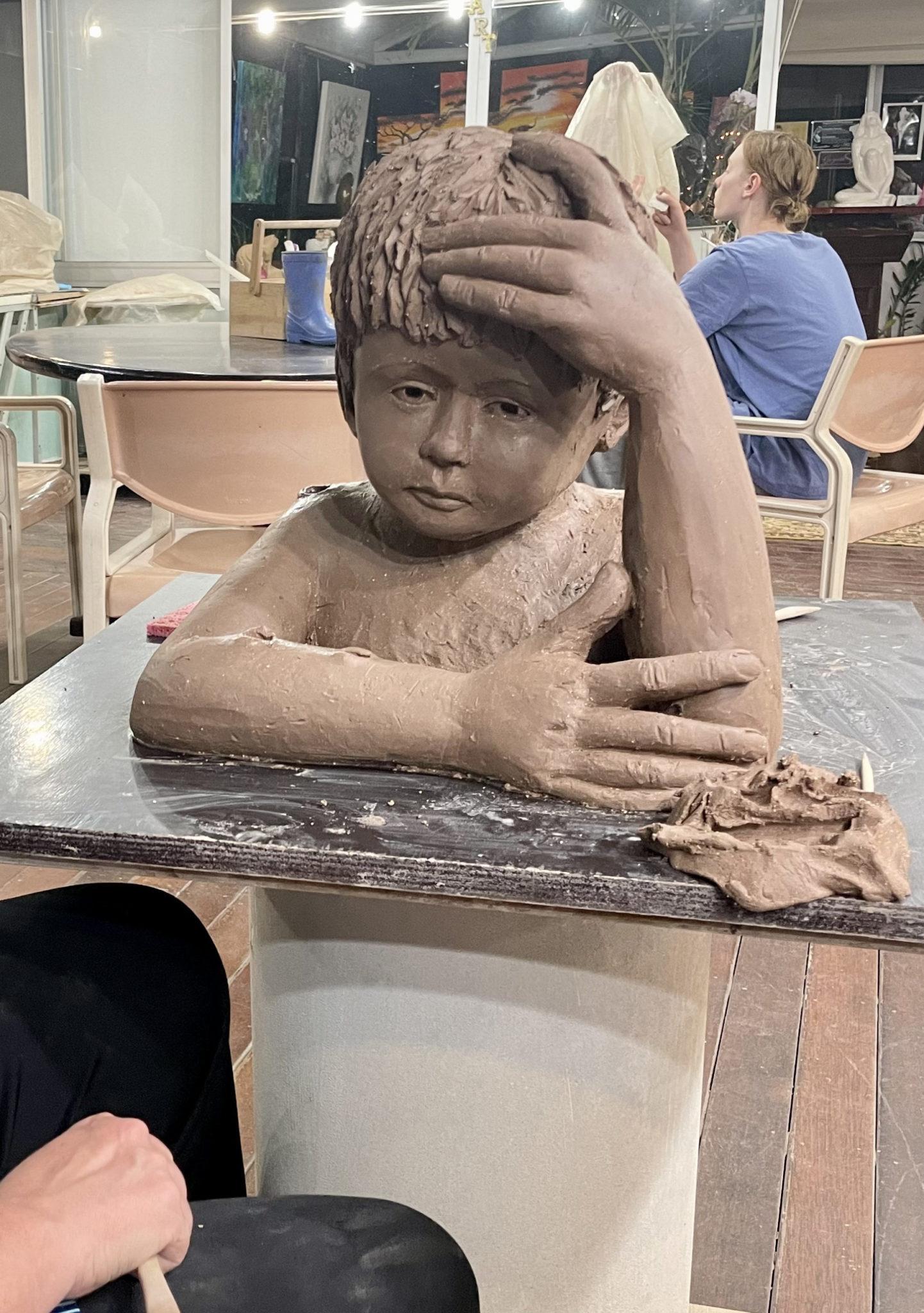 Beginners learning the art of clay sculpting - Georgettes Art