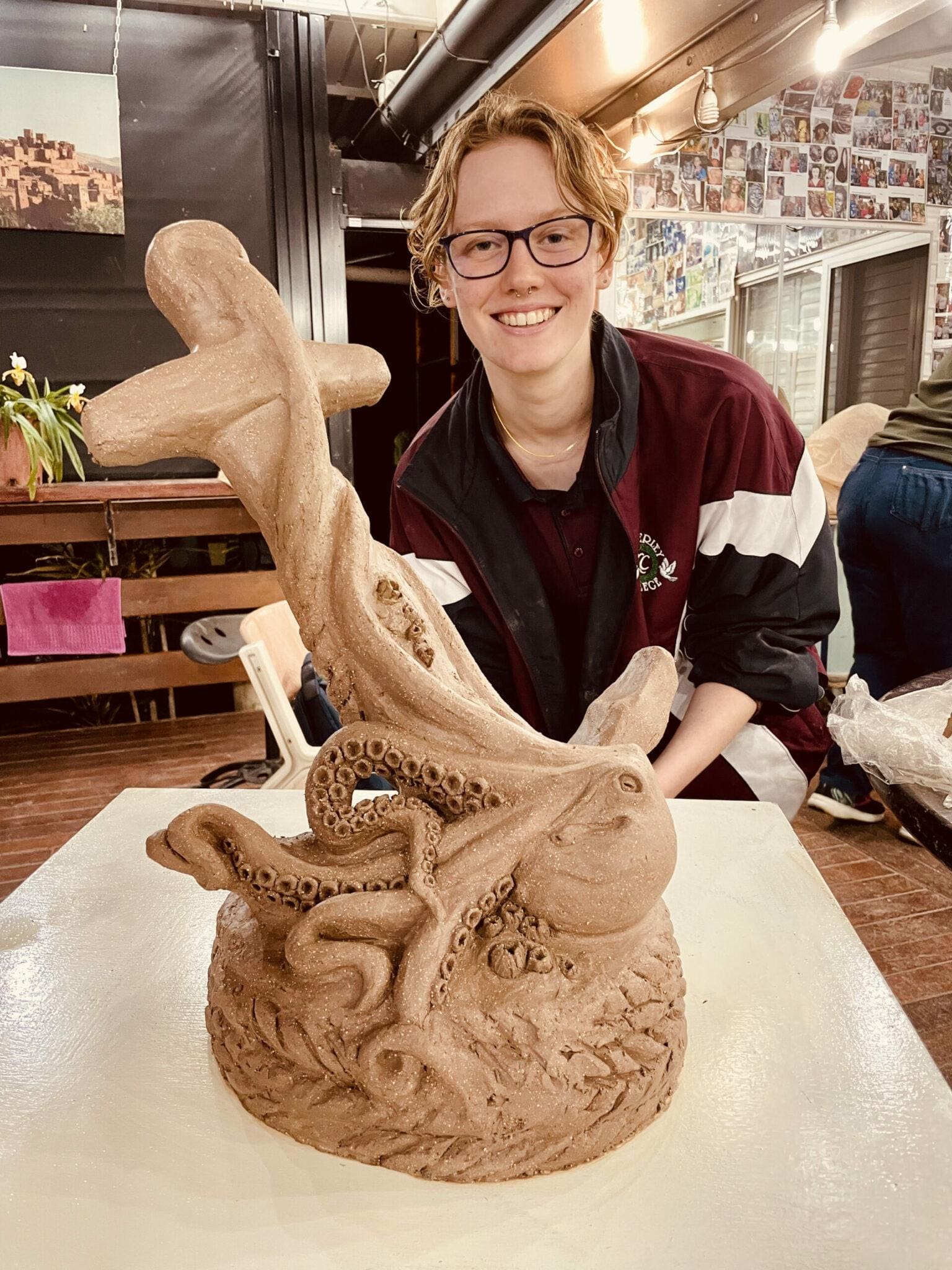 Octopus -in-clay at the sculpturing classes - Georgettes Art in ...