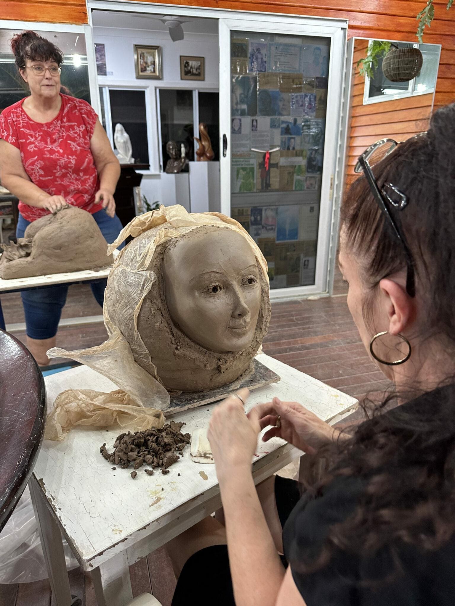 Beautiful face created at the sculpturing classes Art